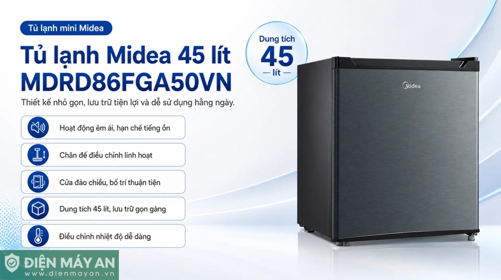 Tủ lạnh mini Midea 45 lít MDRD86FGA50VN

